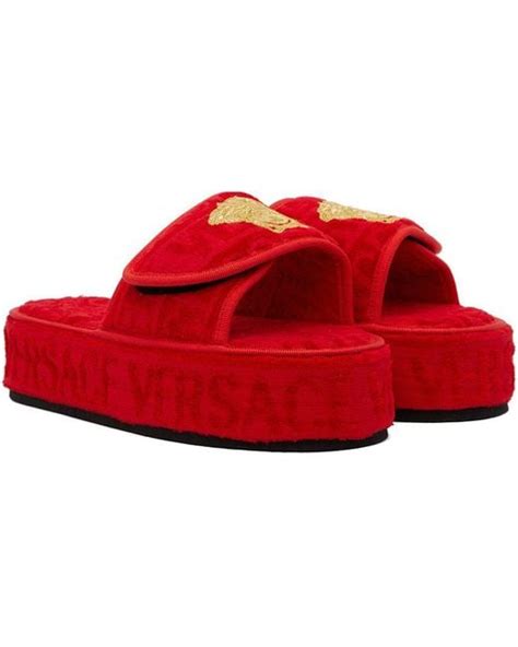 versace slippers red
